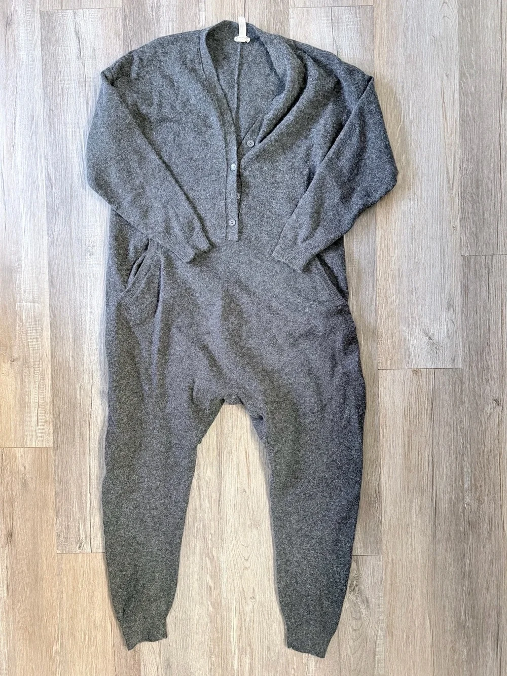 FREE PEOPLE Charcoal Gray Knit One-Piece Romper